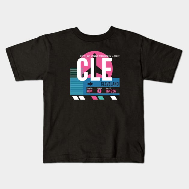 Cleveland (CLE) Airport // Sunset Baggage Tag Kids T-Shirt by Now Boarding